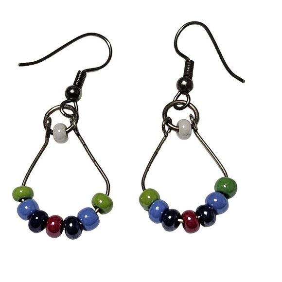 Boho Handmade Beaded Dangle Earrings Multicolor Glass Beads Fashion Jewelry - Picture 1 of 3